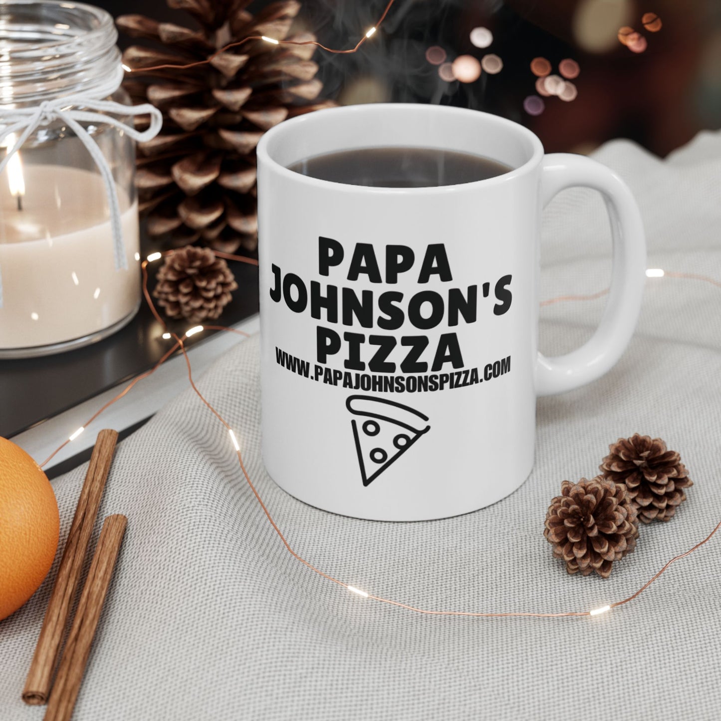 Papa Johnson's Pizza Ceramic Mug, 11oz.