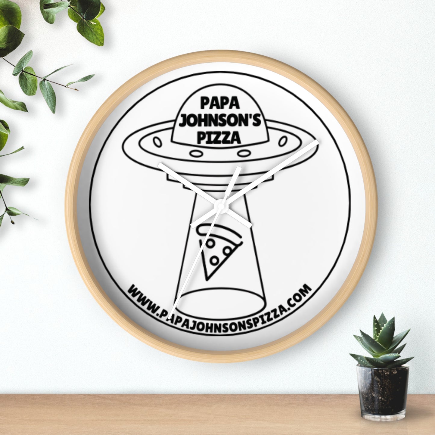 Papa Johnson's Pizza UFO silent wall clock