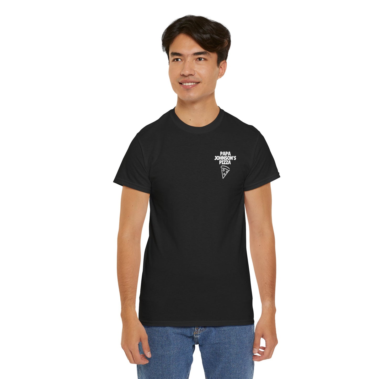 Papa Johnson's Pizza cotton t-shirt unisex