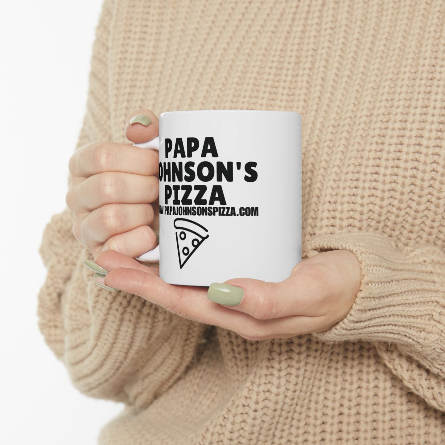 Papa Johnson's Pizza Ceramic Mug, 11oz.